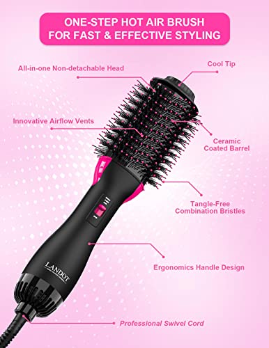 Hair Dryer Brush Blow Dryer Brush in One - Plus 2.0 One-Step Hot Air Brush - 4 in 1 HairDryer Styler and Volumizer for Drying Straightening Curling Volumizing Hair