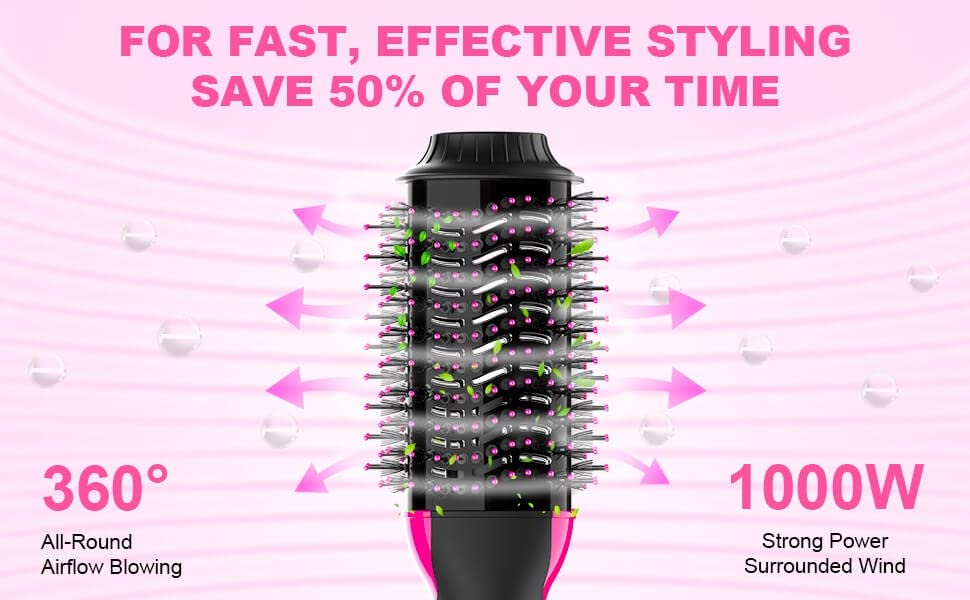 Hair Dryer Brush Blow Dryer Brush in One - Plus 2.0 One-Step Hot Air Brush - 4 in 1 HairDryer Styler and Volumizer for Drying Straightening Curling Volumizing Hair