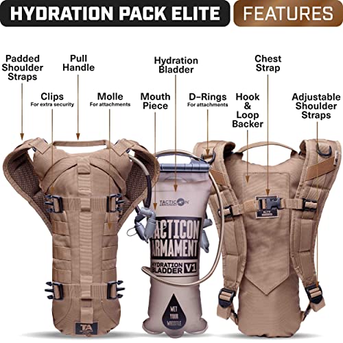 TACTICON Hydropack Elite | Tactical Bare Body Hydration Pack | Combat Veteran Owned Company | All Day Water Source | Hiking & Outdoor Bag | 3L Pocket