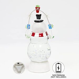 Christmas Tabletop Decor, Snow Globe Water Spinning LED Lighted Snowman, Battery Operated (not Included) (9.7" H x 3.9" W x 4.7" D) by Moments in Time