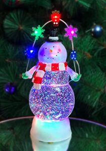 christmas tabletop decor, snow globe water spinning led lighted snowman, battery operated (not included) (9.7" h x 3.9" w x 4.7" d) by moments in time