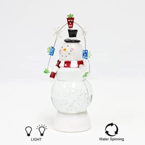 Christmas Tabletop Decor, Snow Globe Water Spinning LED Lighted Snowman, Battery Operated (not Included) (9.7" H x 3.9" W x 4.7" D) by Moments in Time