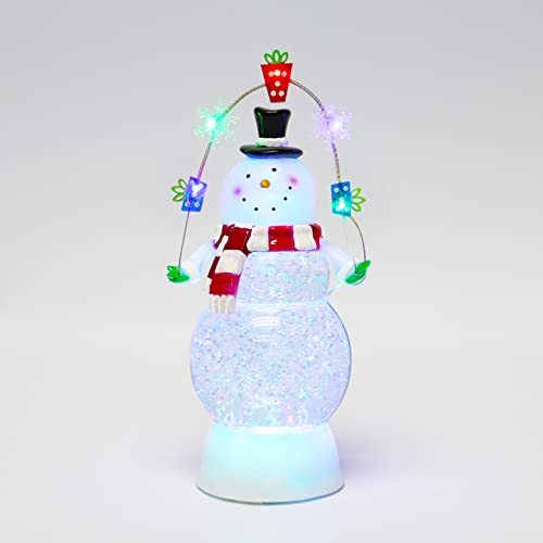 Christmas Tabletop Decor, Snow Globe Water Spinning LED Lighted Snowman, Battery Operated (not Included) (9.7" H x 3.9" W x 4.7" D) by Moments in Time