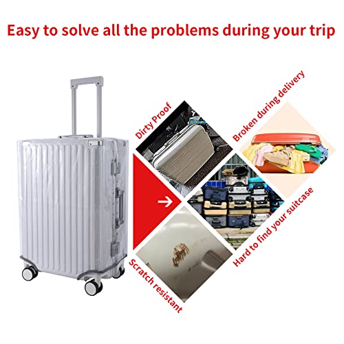 OZTDL 28 Inch Dust-proof See Through Luggage Cover Protector Bag PVC Full Clear Suitcase Cover Protectors Waterproof Transparent Travel Luggage Sleeve (28"=24.5" H x 19.6" L x 11.7" W)