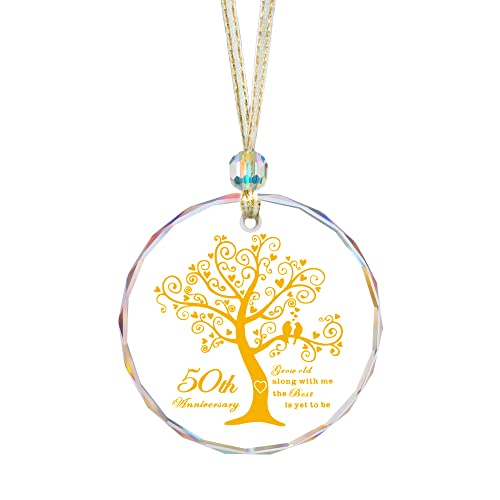 LEFERS 50th Anniversary Ornament 2023,Crystal Hanging Ornament 50 Years as Mr and Mrs, Wedding Anniversary Decoration, Collectible Anniversary Keepsake