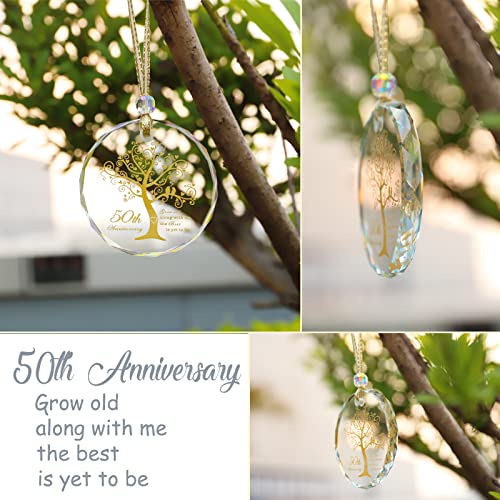 LEFERS 50th Anniversary Ornament 2023,Crystal Hanging Ornament 50 Years as Mr and Mrs, Wedding Anniversary Decoration, Collectible Anniversary Keepsake