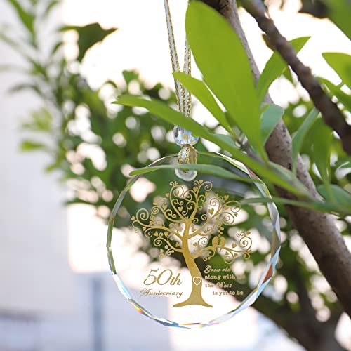 LEFERS 50th Anniversary Ornament 2023,Crystal Hanging Ornament 50 Years as Mr and Mrs, Wedding Anniversary Decoration, Collectible Anniversary Keepsake