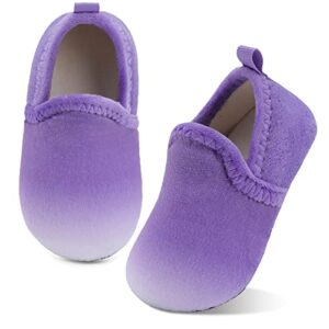 xihalook kids winter indoor household shoes boys girls cozy house slippers warm socks purple gradient, 13-13.5 little kid