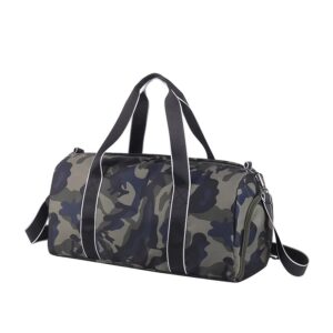 mezhsa kids overnight duffle bag girls boys sports gym bag with shoe compartment wet pocket camouflage travel bag (armygreen)