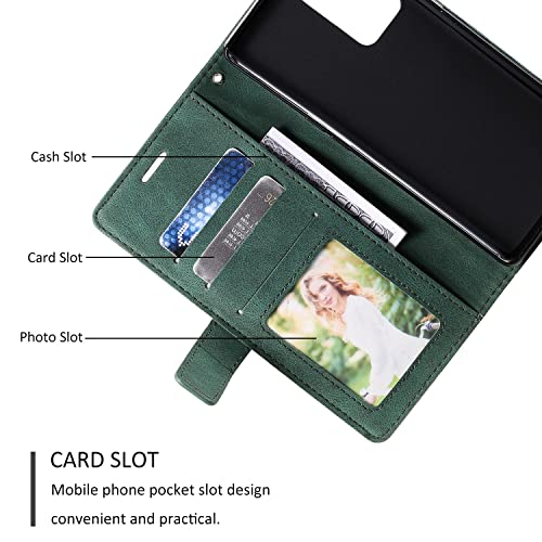 Phone Cover Case Wallet Case for Oppo Reno 6 Pro Plus 5G Case, PU Leather Flip Folio Case with Card Holders [Shockproof TPU Inner Shell] Phone Cover, Protective Case Protective Shell (Color : Green)