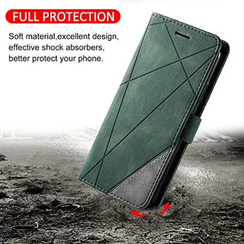 Phone Cover Case Wallet Case for Oppo Reno 6 Pro Plus 5G Case, PU Leather Flip Folio Case with Card Holders [Shockproof TPU Inner Shell] Phone Cover, Protective Case Protective Shell (Color : Green)