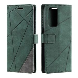 Phone Cover Case Wallet Case for Oppo Reno 6 Pro Plus 5G Case, PU Leather Flip Folio Case with Card Holders [Shockproof TPU Inner Shell] Phone Cover, Protective Case Protective Shell (Color : Green)