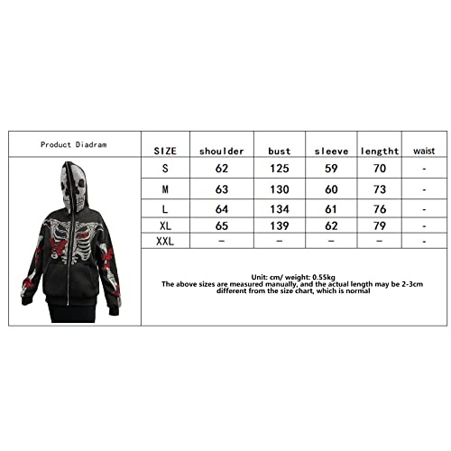 Creaion Rhinestone Butterfly Skeleton Hoodie Y2k Full Zip Up Hoodies for Men over Face Graphic Skull Rib Cage Casual Aesthetic Goth Hood Sweatshirt Jacket