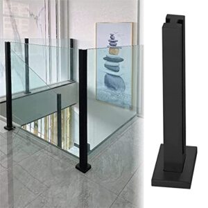 zimgod metal glass railing post kit, black glass balustrade system, vertical glass panel post for internal/external/loft/villa, custom size (color : mid post, size : 95cm/37.4")