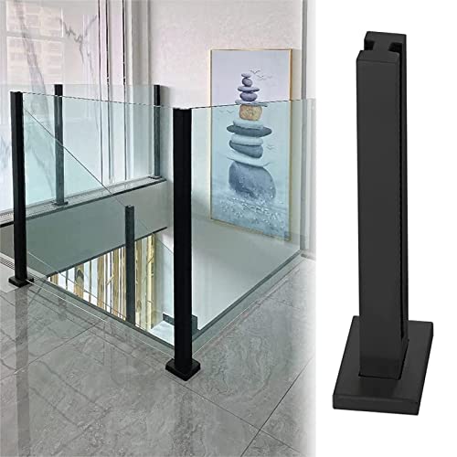 ZIMGOD Metal Glass Railing Post Kit, Black Glass Balustrade System, Vertical Glass Panel Post for Internal/External/Loft/Villa, Custom Size (Color : Mid Post, Size : 95cm/37.4")