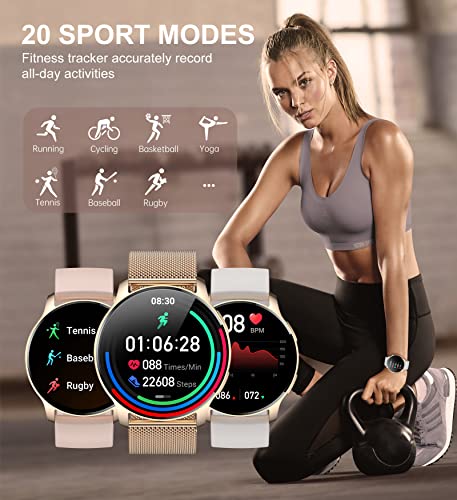 Iaret Smart Watch for Women (Answer/Make Call), Fitness Tracker for Android and iOS Phones Waterproof Smartwatch with 1.32" HD Full Touch Screen AI Voice Control Heart Rate Sleep Monitor Pedometer