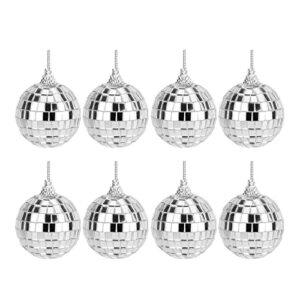 mirror disco balls set - silver disco party decoration bright reflective mirror christmas balls easy to hang suitable for christmas, wedding, family party decoration (8)