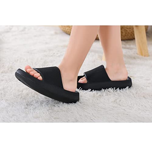 KOUECI Kids Cloud Slides Boys Girls Shower Slippers Slip on Slide Sandals Non-slip Summer Beach Pool Shoes(Black,13 Little Kids)