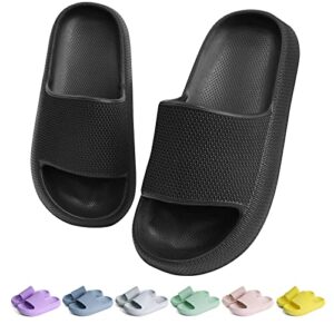 KOUECI Kids Cloud Slides Boys Girls Shower Slippers Slip on Slide Sandals Non-slip Summer Beach Pool Shoes(Black,13 Little Kids)