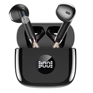 wireless earbud, bluetooth 5.3 headphones deep bass stereo bluetooth earbud with hd mic, wireless headphones in ear dual led display, ip7 waterproof, usb-c charging case, 40h playtime ear buds [2022]