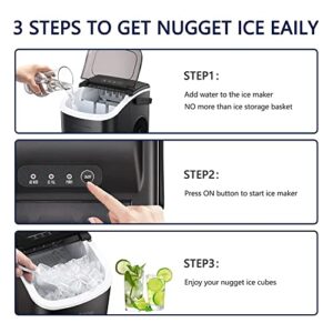 Ice Maker Countertop with Handle,9 Cubes Ready in 6 Mins,26Lbs/24H, Self-Cleaning Portable Ice Machine with Basket and Scoop, for Home/Kitchen/Camping/RV