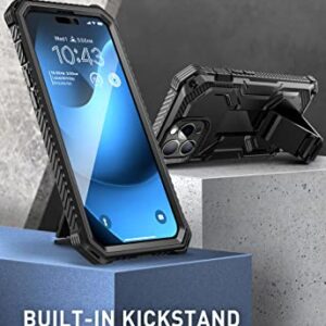 i-Blason Armorbox Designed for iPhone 14 Pro Case 6.1 inch (2022 Release) with Kickstand & Belt Clip Holster, Full Body Protective Bumper Case with Built-in Screen Protector (Black)