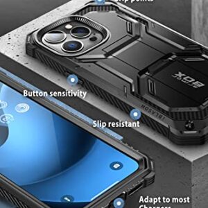 i-Blason Armorbox Designed for iPhone 14 Pro Case 6.1 inch (2022 Release) with Kickstand & Belt Clip Holster, Full Body Protective Bumper Case with Built-in Screen Protector (Black)