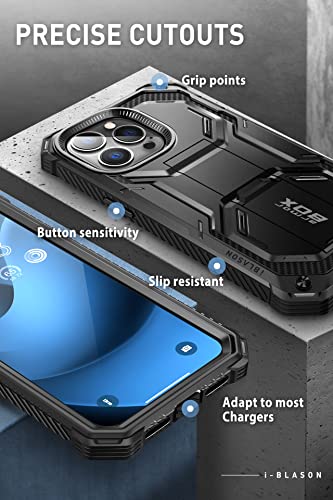 i-Blason Armorbox Designed for iPhone 14 Pro Case 6.1 inch (2022 Release) with Kickstand & Belt Clip Holster, Full Body Protective Bumper Case with Built-in Screen Protector (Black)