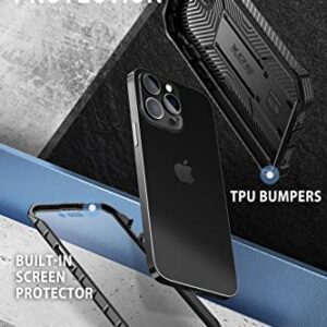 i-Blason Armorbox Designed for iPhone 14 Pro Case 6.1 inch (2022 Release) with Kickstand & Belt Clip Holster, Full Body Protective Bumper Case with Built-in Screen Protector (Black)