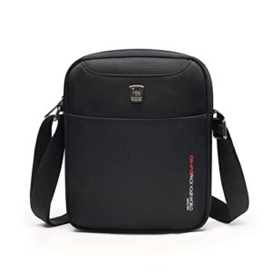 oiwas crossbody bags for men messenger shoulder bag, nylon travel purse sling women satchel for work business (black)
