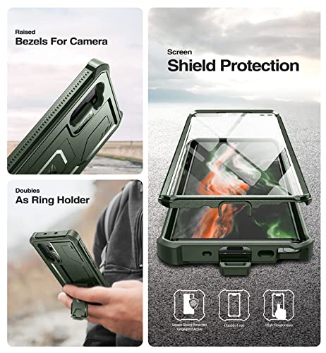 Dexnor for Samsung Galaxy Note 10 Case, [Built in Screen Protector and Kickstand] Heavy Military Grade Protection Shockproof Protective Cover for Samsung Galaxy Note 10,Army Green