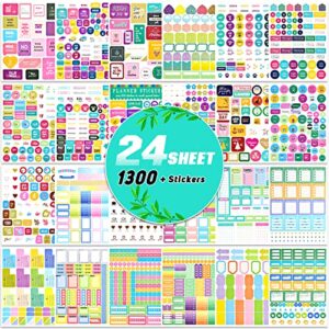 planner stickers,24 sheet/1300+ calendar stickers for adults planner, planner stickers and accessories for women work， enhance life productivity