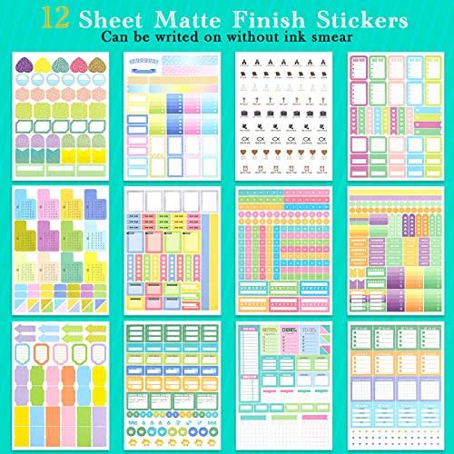 Planner Stickers,24 Sheet/1300+ Calendar Stickers for Adults Planner, Planner Stickers and Accessories for Women Work， Enhance Life Productivity