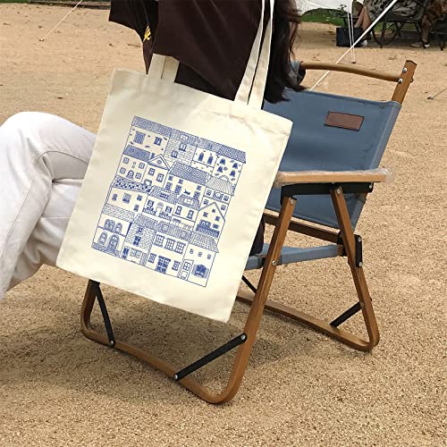 THEYGE Vintage Tote Bag Cute Cottage Canvas Bag Aesthetic Canvas Tote Bag for Women Tote Shopping Beach Bag Shoulder Bag Reusable Grocery Bag