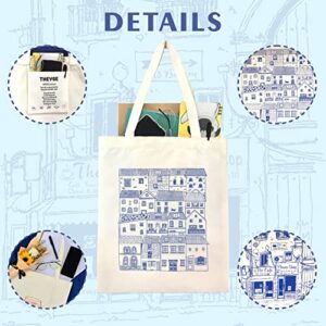 THEYGE Vintage Tote Bag Cute Cottage Canvas Bag Aesthetic Canvas Tote Bag for Women Tote Shopping Beach Bag Shoulder Bag Reusable Grocery Bag