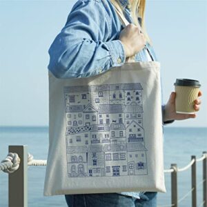 THEYGE Vintage Tote Bag Cute Cottage Canvas Bag Aesthetic Canvas Tote Bag for Women Tote Shopping Beach Bag Shoulder Bag Reusable Grocery Bag