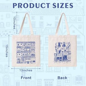 THEYGE Vintage Tote Bag Cute Cottage Canvas Bag Aesthetic Canvas Tote Bag for Women Tote Shopping Beach Bag Shoulder Bag Reusable Grocery Bag