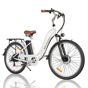 geleisen electric bike for adults 500w electric city cruiser 25mph step-thru electric bicycle, 48v 10ah/13ah removable battery, 26" electric commuter bike for adults, professional 7-speed