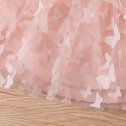 PATPAT Baby Girl Dress Long Sleeve Tutu Dress Infant Girl Tulle Dress Flower Girl Party Birthday Princess Dresses Light Pink 18-24 Months