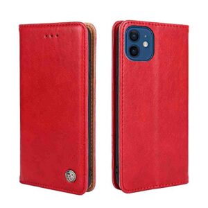 banlei2u phone cover wallet folio case for oppo reno 6 pro plus 5g, premium pu leather slim fit cover for reno 6 pro plus 5g, protective cover, red
