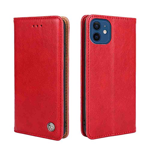 BANLEI2U Phone Cover Wallet Folio Case for Oppo Reno 6 PRO Plus 5G, Premium PU Leather Slim Fit Cover for Reno 6 PRO Plus 5G, Protective Cover, Red