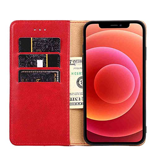 BANLEI2U Phone Cover Wallet Folio Case for Oppo Reno 6 PRO Plus 5G, Premium PU Leather Slim Fit Cover for Reno 6 PRO Plus 5G, Protective Cover, Red