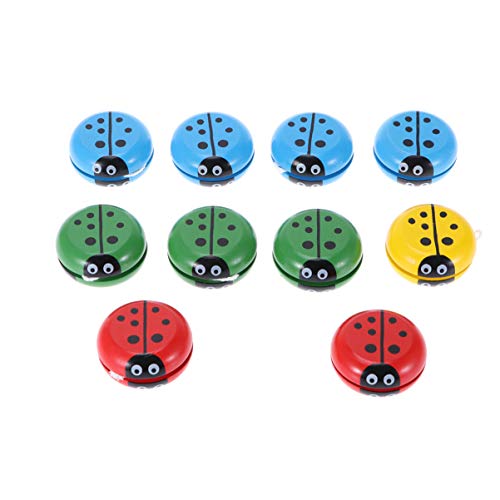 Zerodeko 10pcs Wooden Yoyo Ladybug Shaped Yoyo Balls Animal Party Favors Birthday Gifts for Beginner Kids Children Random Color