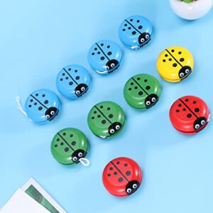 Zerodeko 10pcs Wooden Yoyo Ladybug Shaped Yoyo Balls Animal Party Favors Birthday Gifts for Beginner Kids Children Random Color