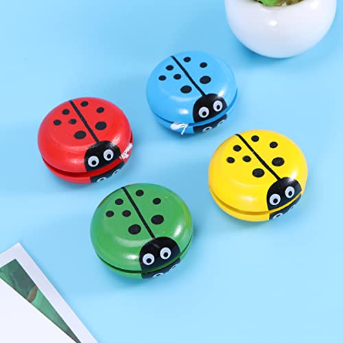 Zerodeko 10pcs Wooden Yoyo Ladybug Shaped Yoyo Balls Animal Party Favors Birthday Gifts for Beginner Kids Children Random Color