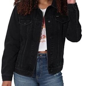 Wrangler Women's Relaxed Fit Memory Maker Jean Jacket, Carbon, Medium