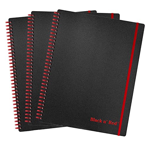 Black n' Red Business Notebooks, 3 Pack, Soft Cover, Twin Wire, 70 Sheets, 11" x 8-1/2", Black (400161060)