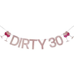 30th birthday decorations for women, rosegold dirty 30 birthday banner, happy 30th birthday banner, birthday gift for her, photobooth backdrop