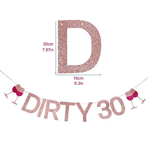 30th Birthday Decorations for Women, RoseGold Dirty 30 Birthday Banner, Happy 30th Birthday Banner, Birthday Gift for Her, Photobooth Backdrop