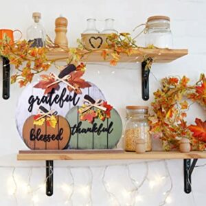 CYNOSA Fall Decorations for Home Blessed Grateful Thankful Sign Fall Decor Thanksgiving Decorations Wooden Pumpkin Tabletop Signs for Home Thanksgiving Farmhouse Living Room Harvest